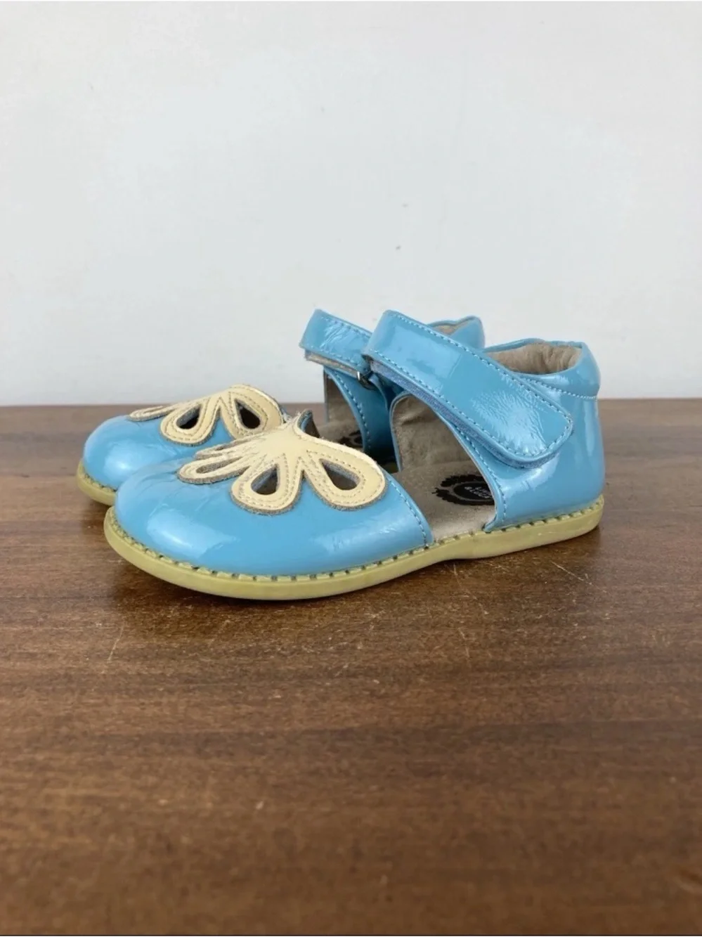 Livie & Luca Mary Jane Pedal Shoes Leather Blue Hook Loop Girls Size 7.